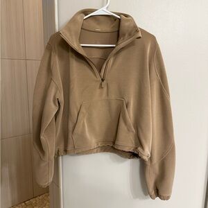 Women's Tan Quarter-Zip Sweater